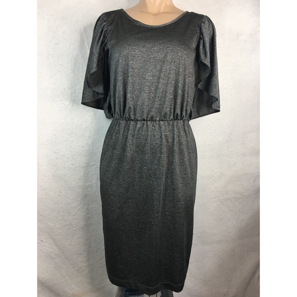 London‎ Times Cape Sleeve Dress Mottled Gray Women's Size 8